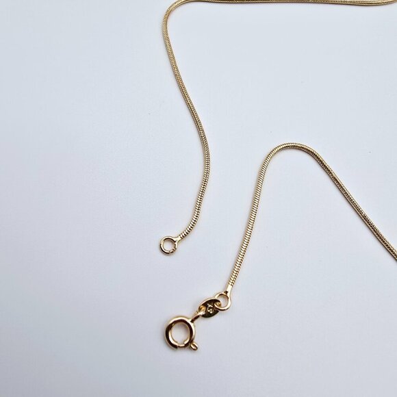 Minimalist Rose Gold Snake Chain Necklace, 18 Inch, Gold Plated Brass, XPNL0017 - Picture 9 of 12